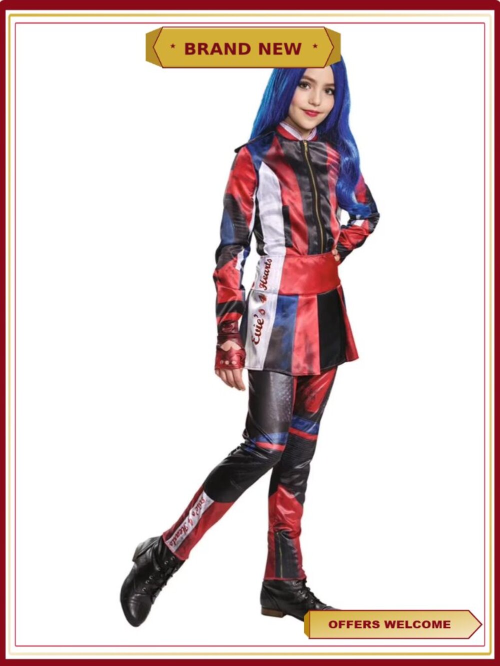 Girls Descendants 3 Evie Costume Jumpsuit Glovettes Size 10-12 Halloween